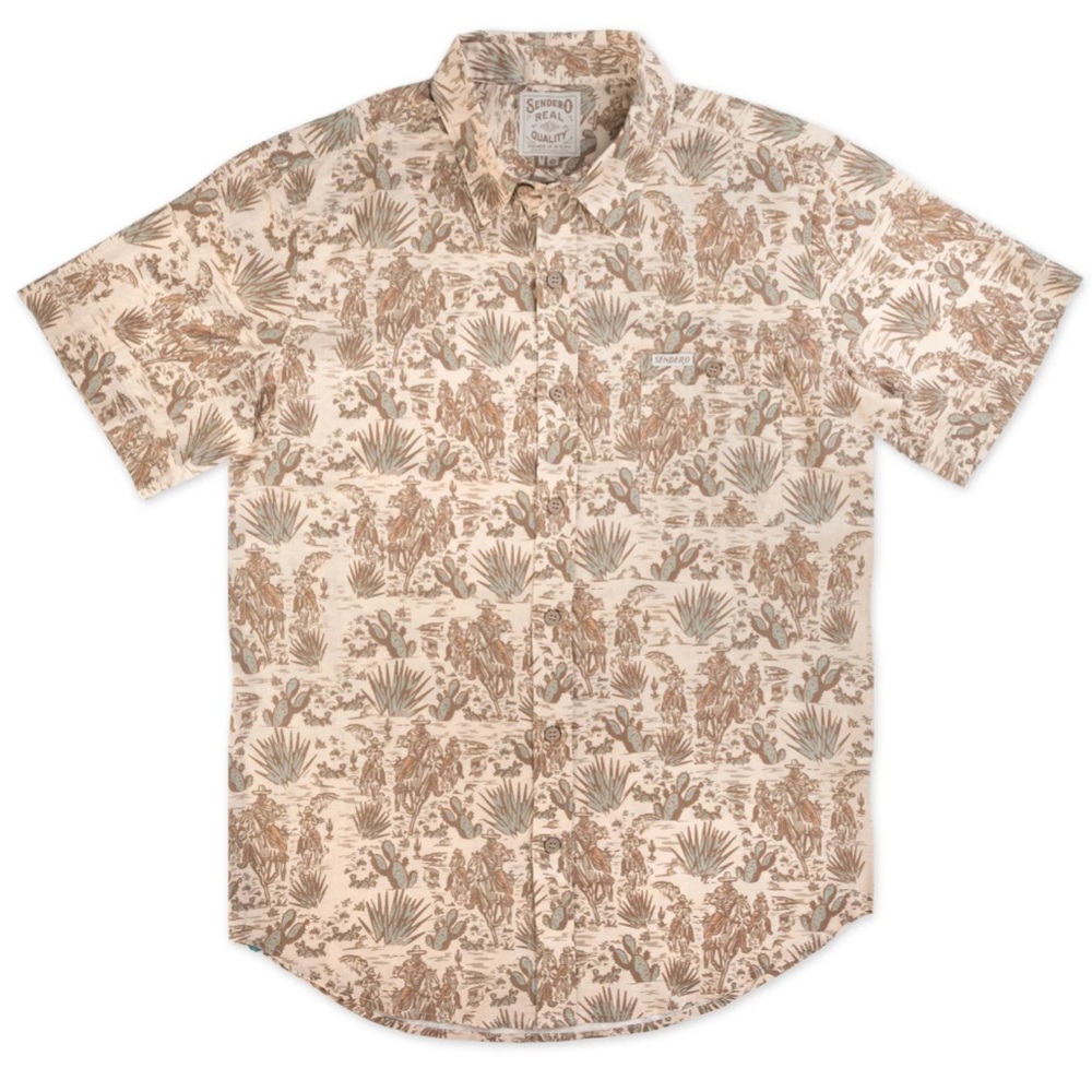 Men's Cream and Brown Casual Shirt